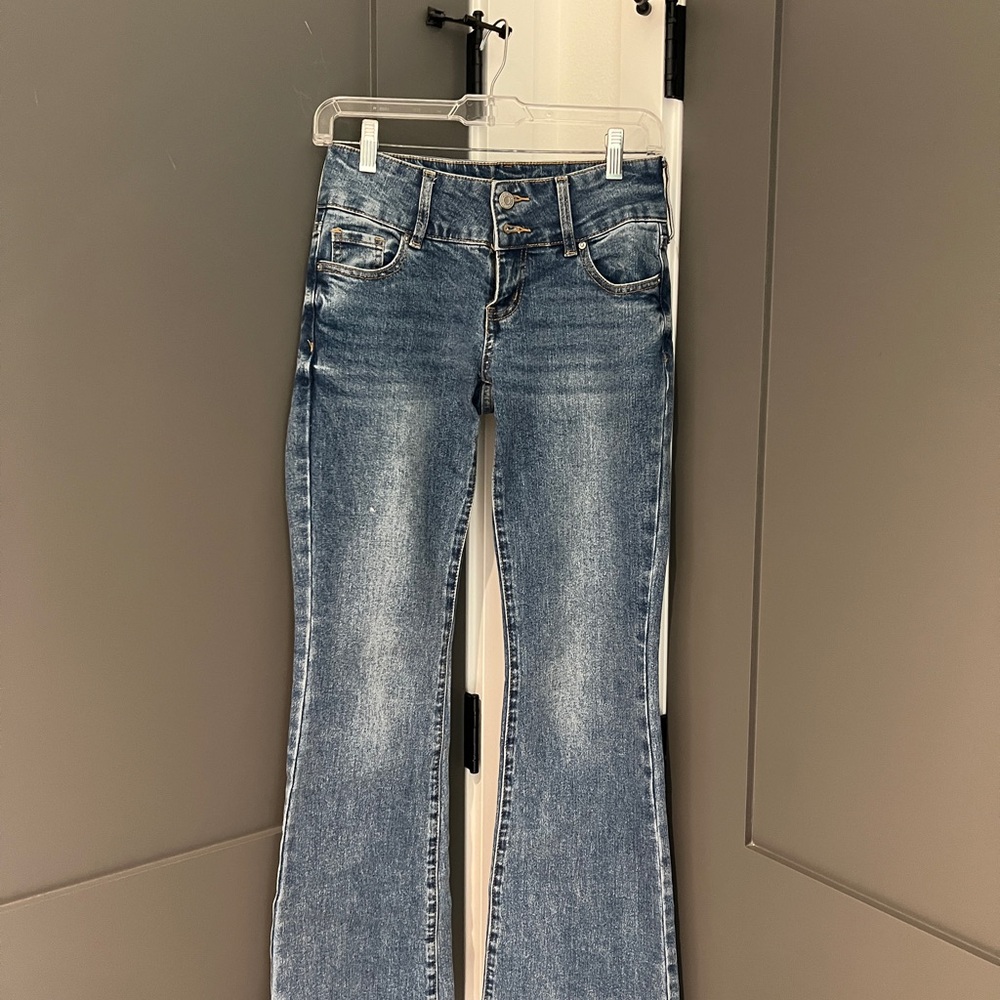 Pacsun Dark Wash Low Rise Double Button Flare Jean Size 24